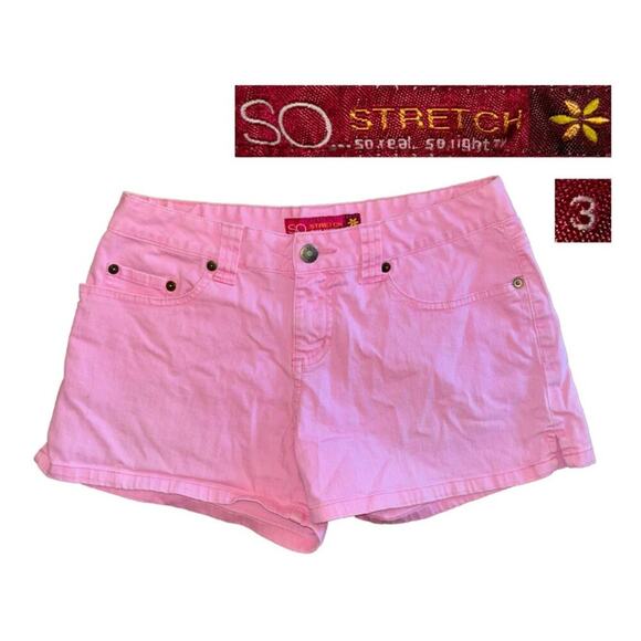 SO Pants - Vintage So Low Rise Jean Shorts Pink Denim Size 3 Trendy Trashy Y2k Summer